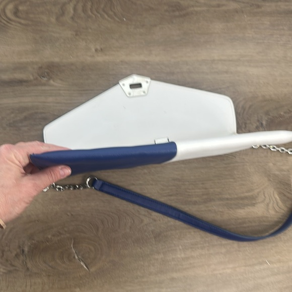 NINE WEST Vintage Inspired Color Block Envelope Bag Blue White Shoulder & Clutch - Picture 13 of 13